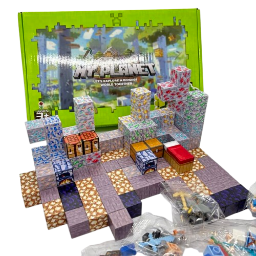 Дитячий магнітний конструктор у стилі Myplanet ”Копальня кристалів” з 128 блоків