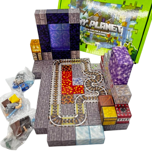 Дитячий магнітний конструктор Myplanet ”Шахта з порталом незера” з 106 блоків